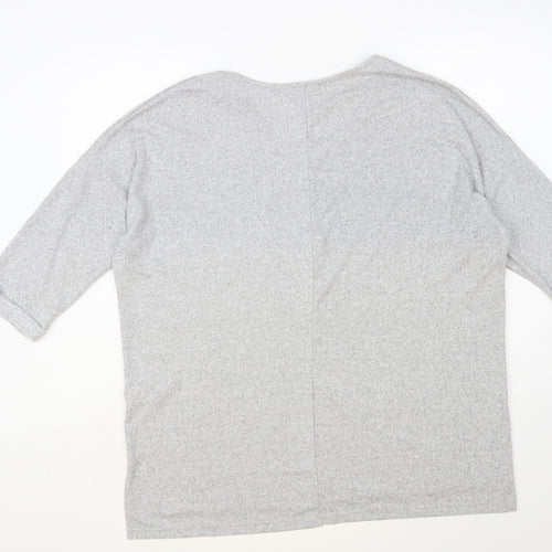 New Look Womens Grey V-Neck Polyester Pullover Jumper Size M