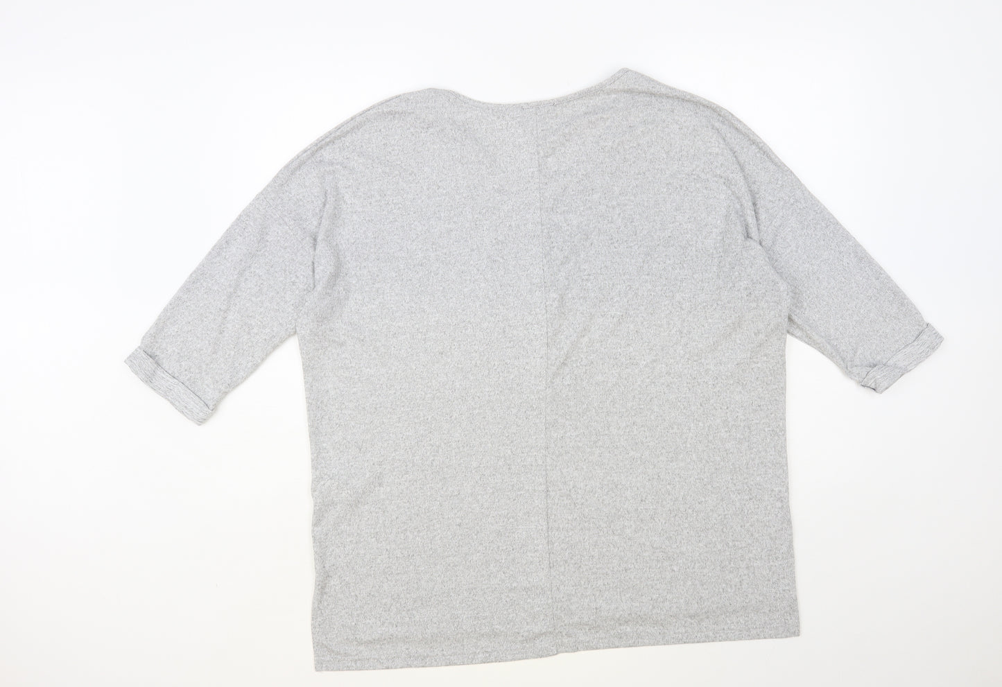 New Look Womens Grey V-Neck Polyester Pullover Jumper Size M