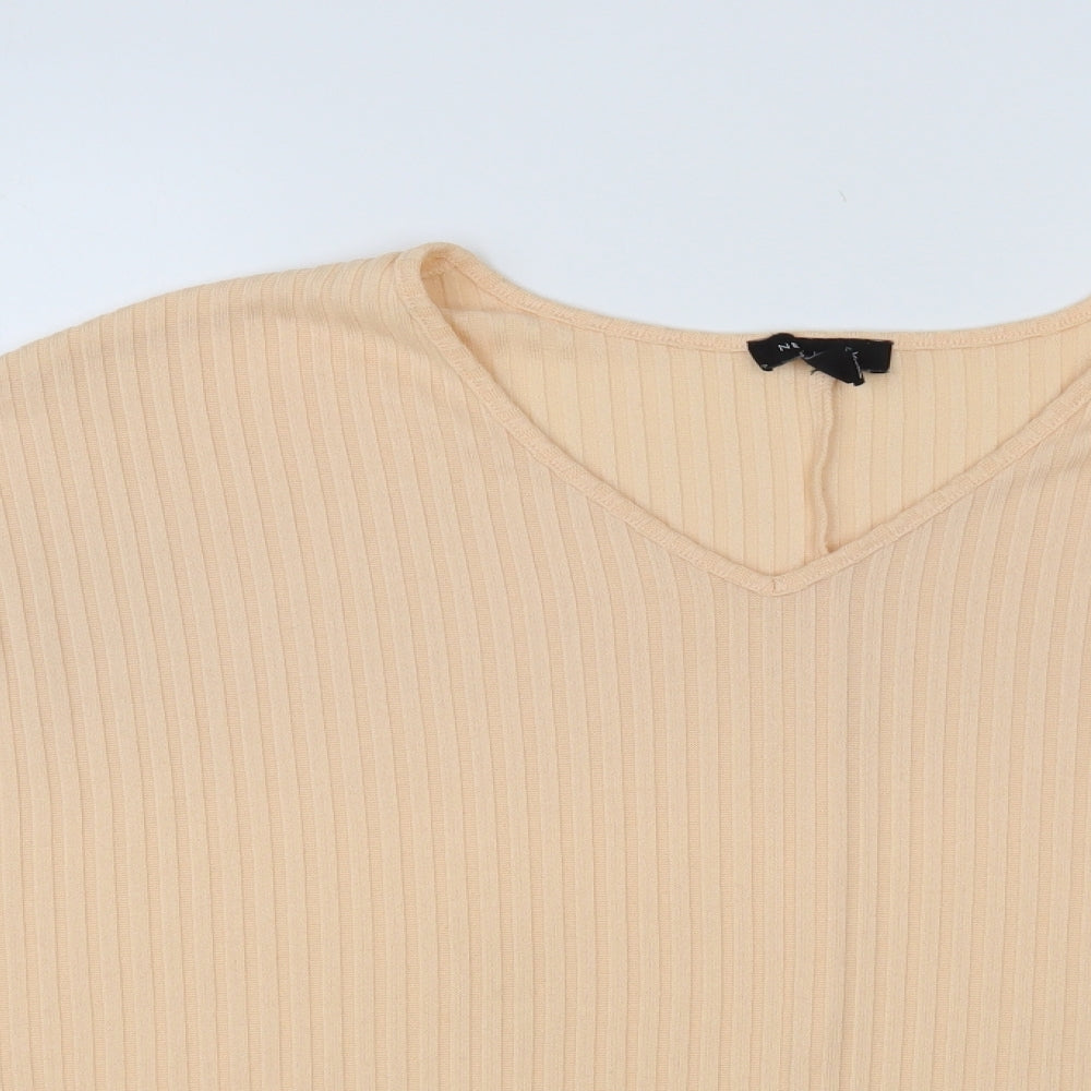 New Look Womens Orange V-Neck Polyester Pullover Jumper Size M