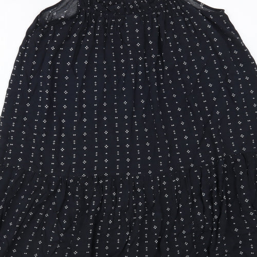 H&M Womens Blue Geometric Viscose Slip Dress Size 8 Square Neck Pullover