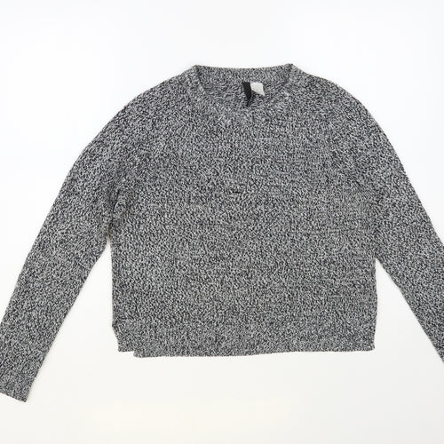 H&M Womens Grey Crew Neck Acrylic Pullover Jumper Size XS