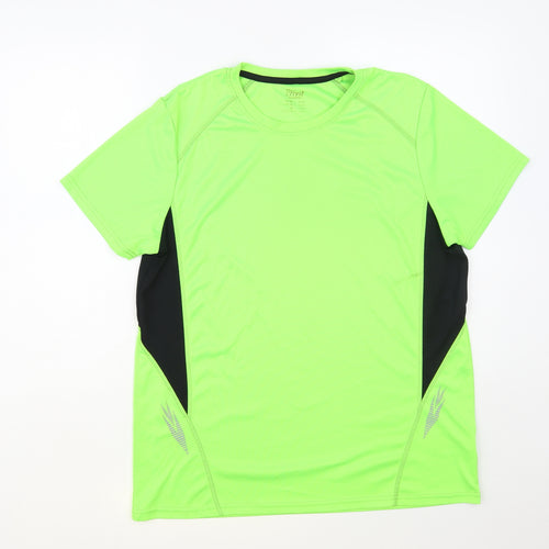 Crivit Mens Green Polyester T-Shirt Size L Crew Neck