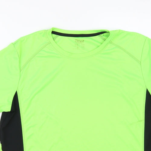 Crivit Mens Green Polyester T-Shirt Size L Crew Neck