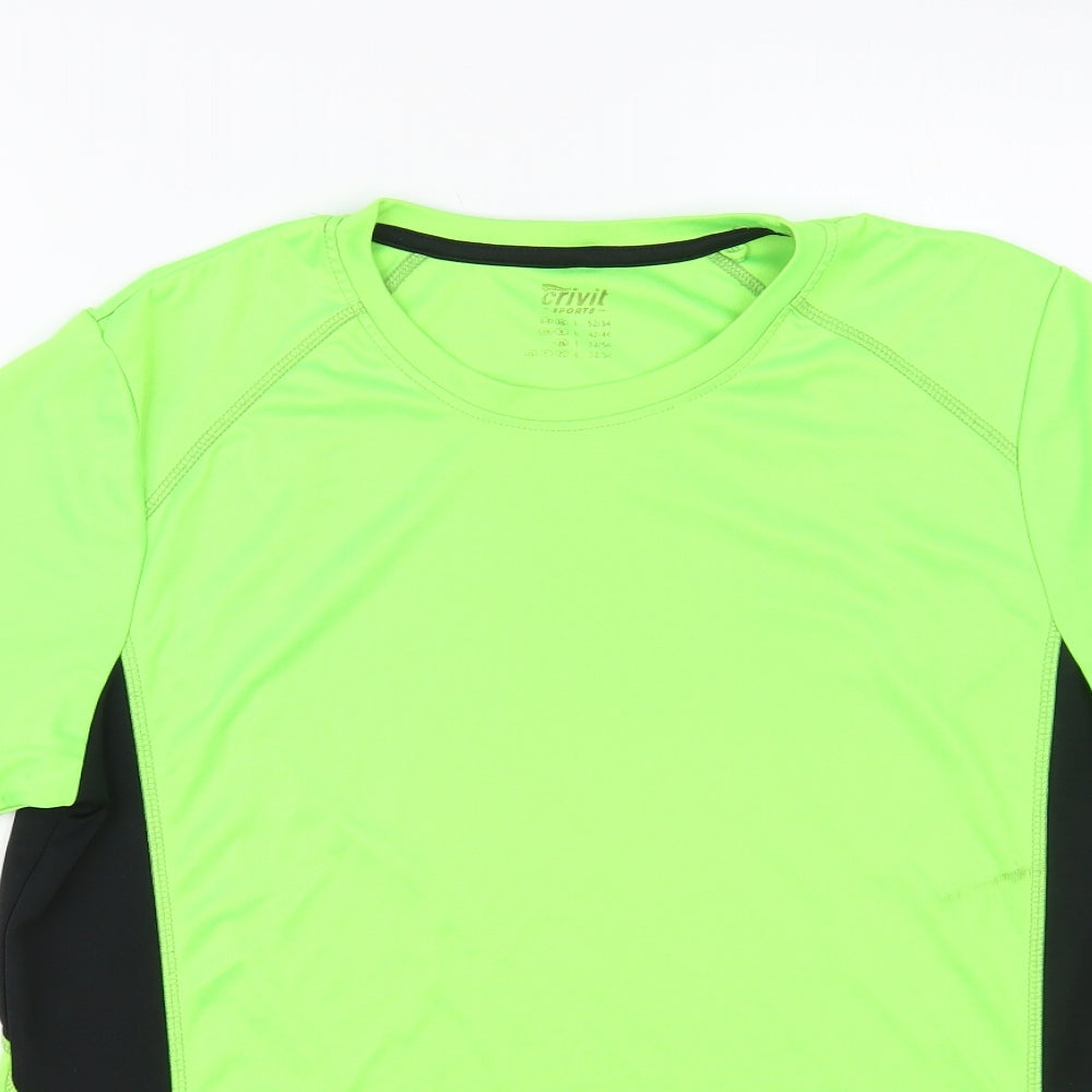 Crivit Mens Green Polyester T-Shirt Size L Crew Neck