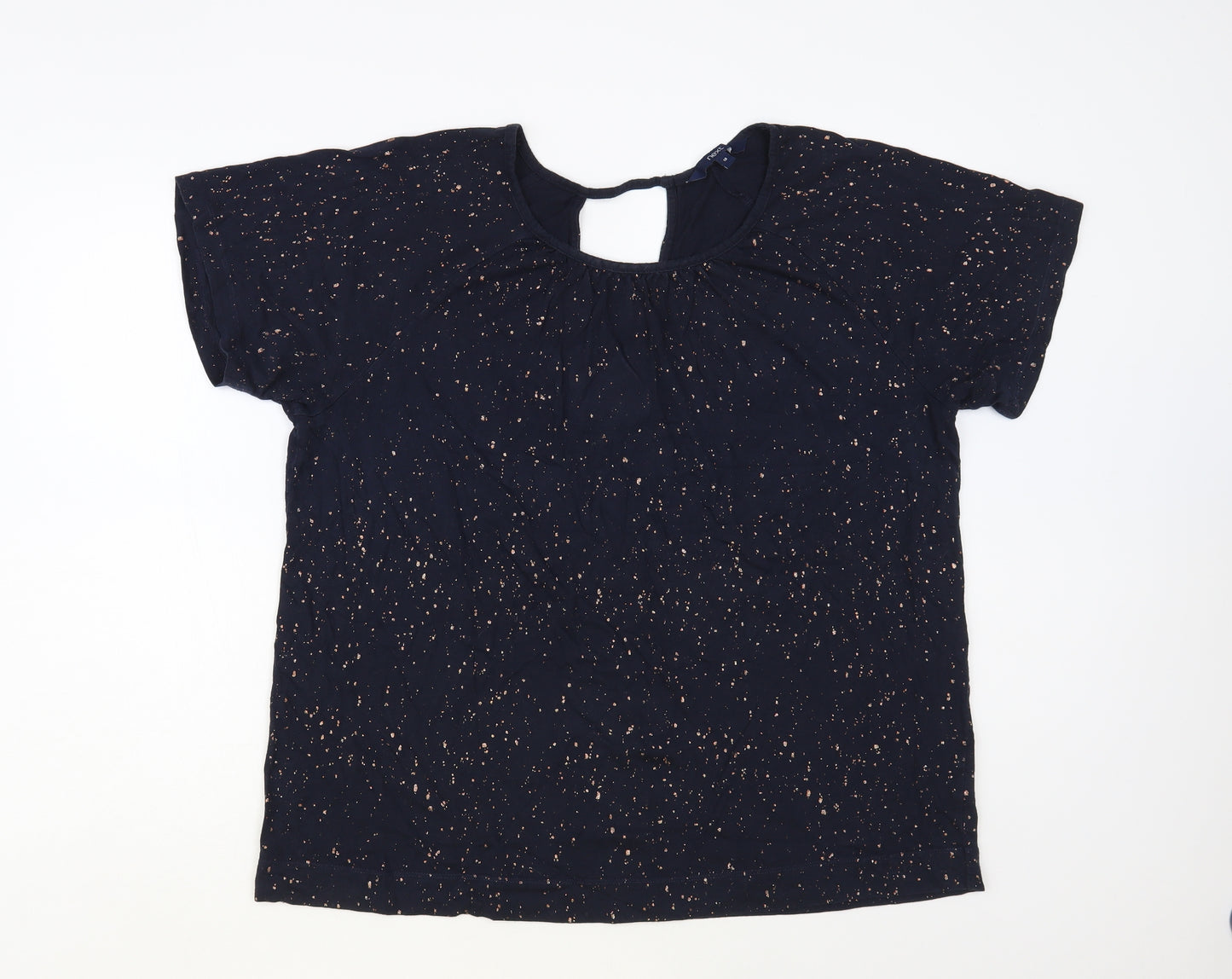 NEXT Womens Blue Geometric Modal Basic T-Shirt Size 18 Round Neck
