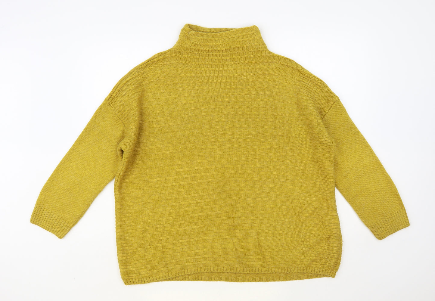 Bonmarché Womens Yellow High Neck Acrylic Pullover Jumper Size L
