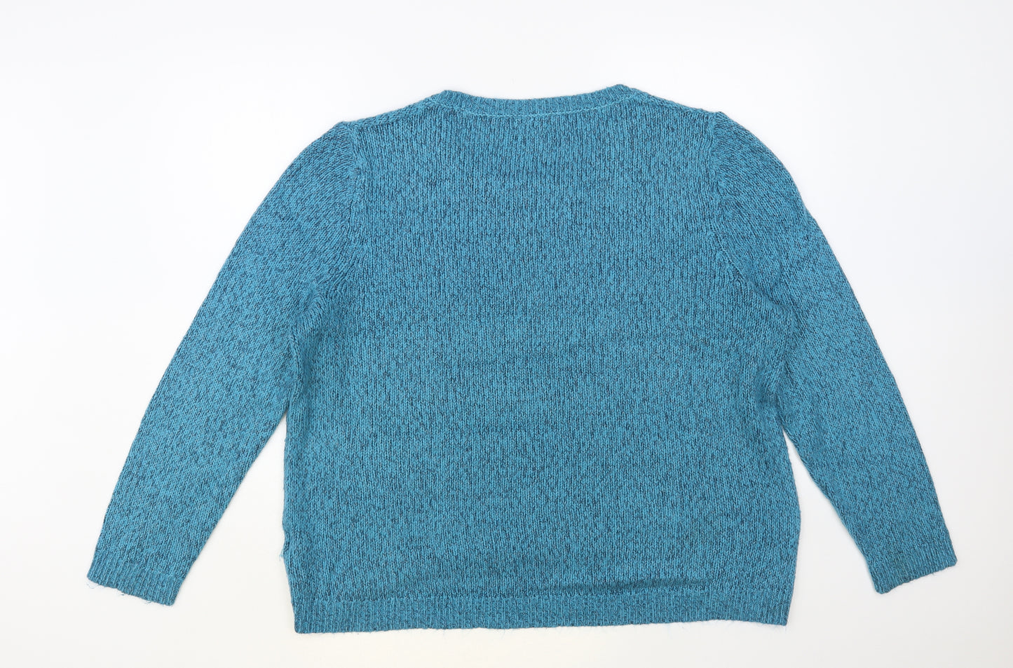 Marks and Spencer Womens Blue Round Neck Acrylic Pullover Jumper Size 20