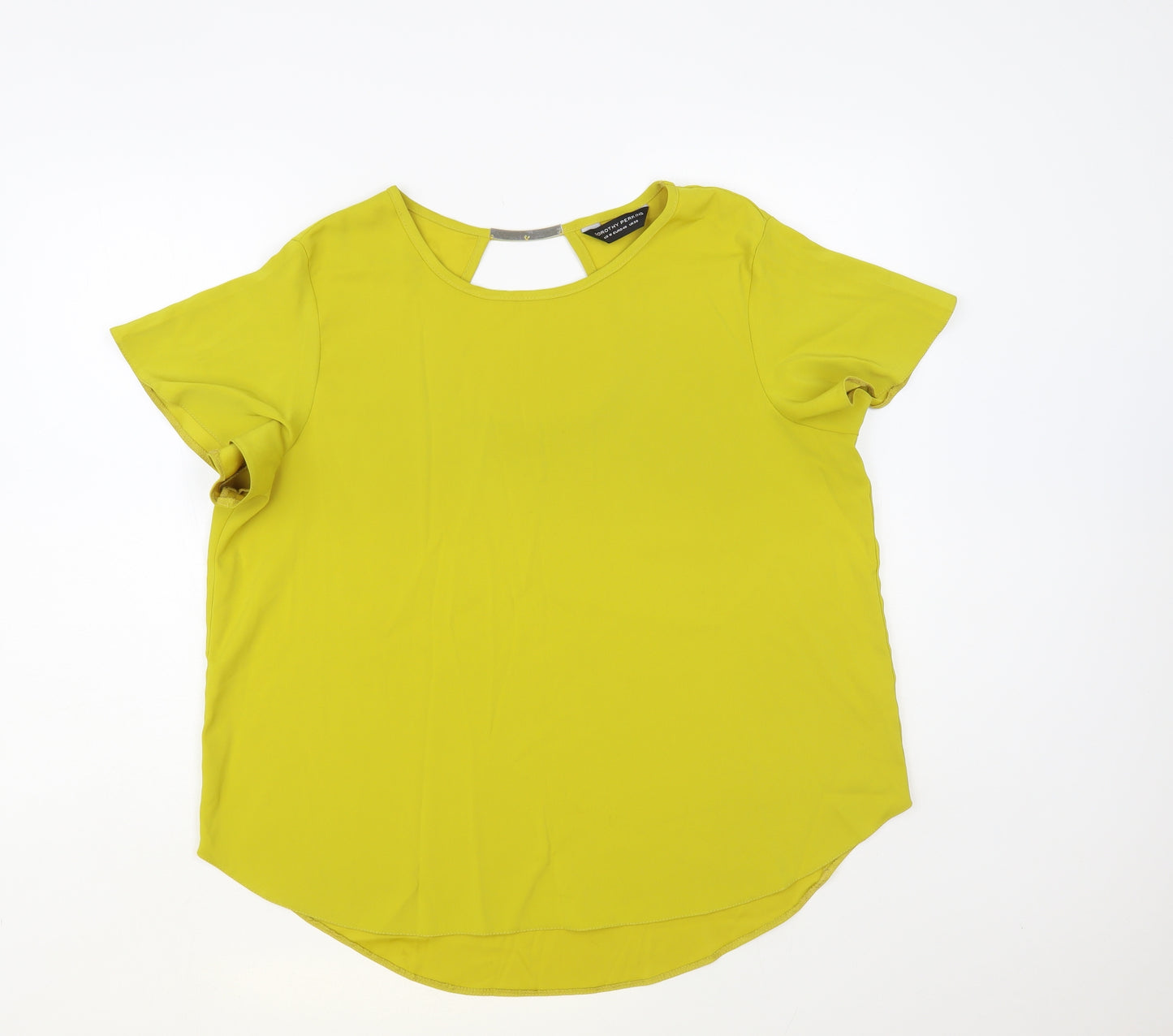 Dorothy Perkins Womens Yellow Polyester Basic Blouse Size 20 Round Neck - Cut Out
