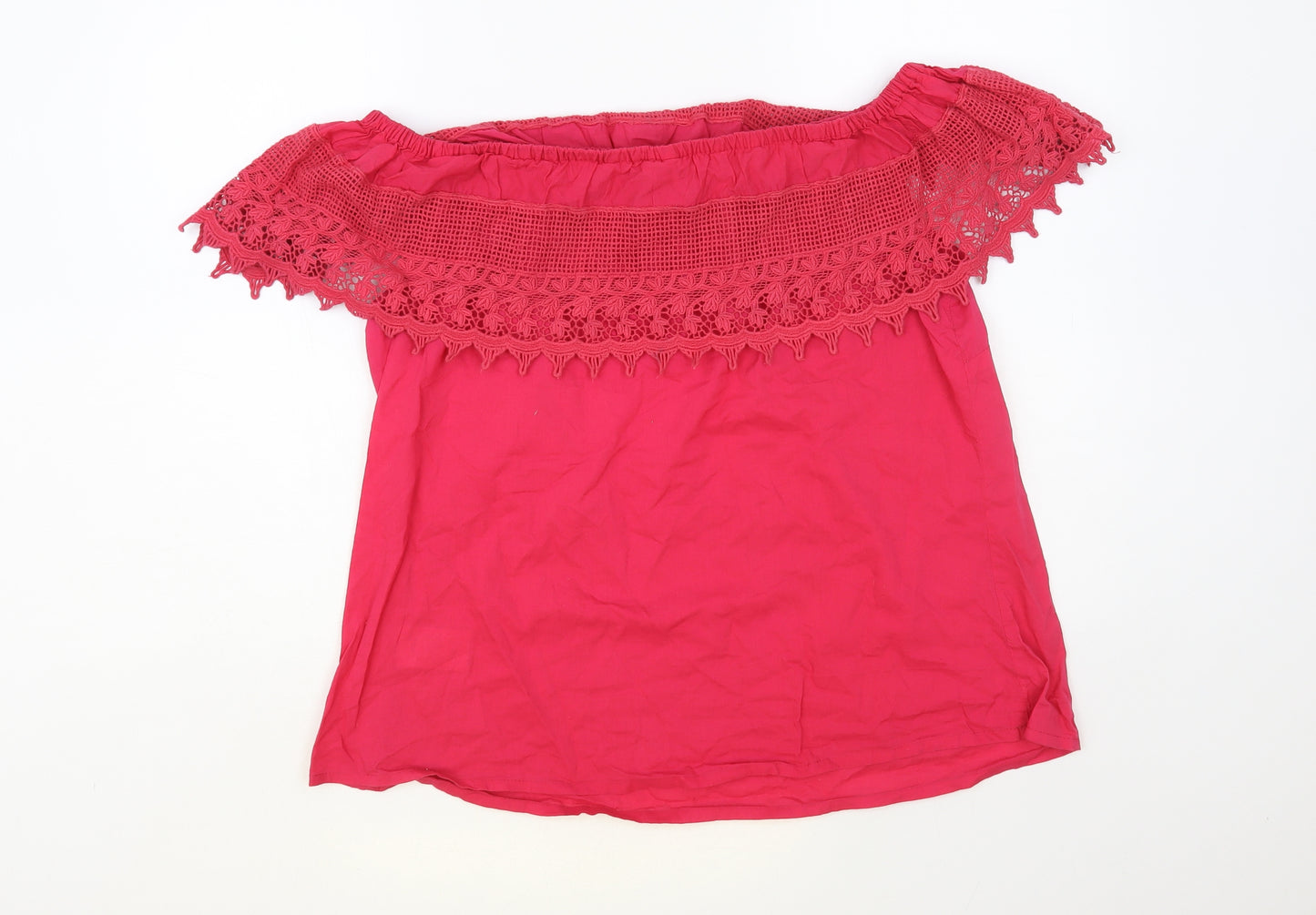 Peacocks Womens Pink Cotton Basic Blouse Size 18 Off the Shoulder