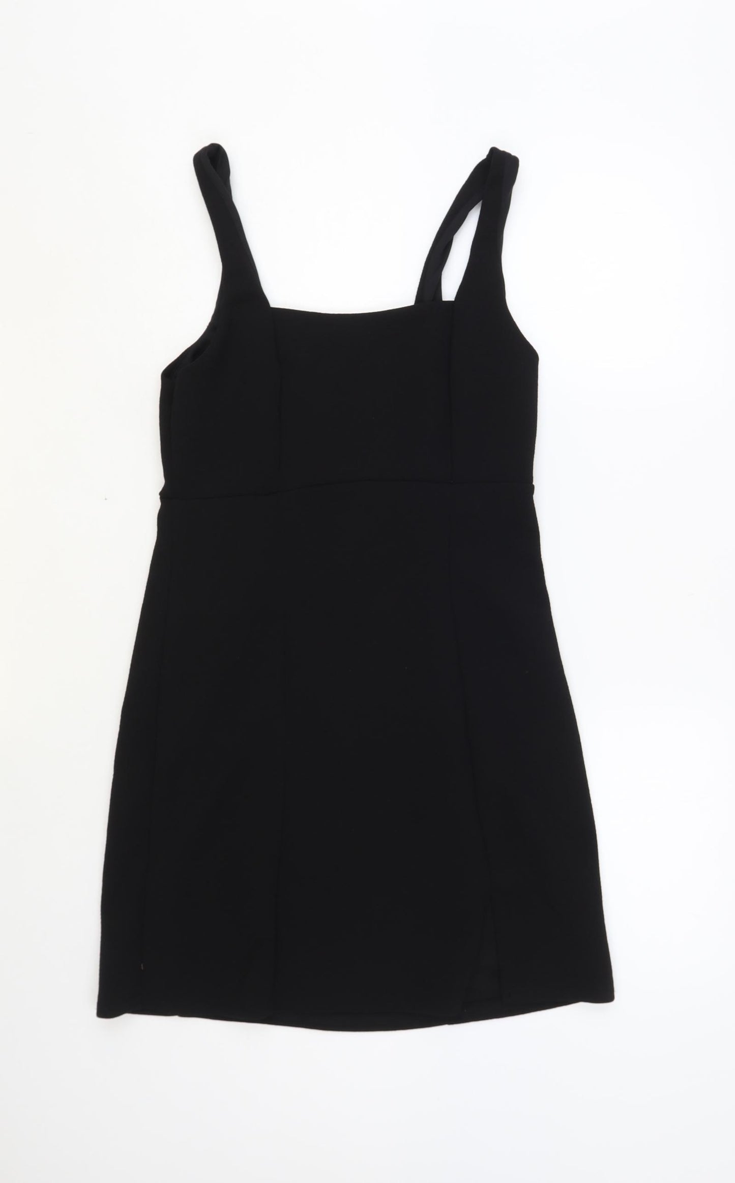 New Look Womens Black Polyester Tank Dress Size 12 Square Neck Pullover
