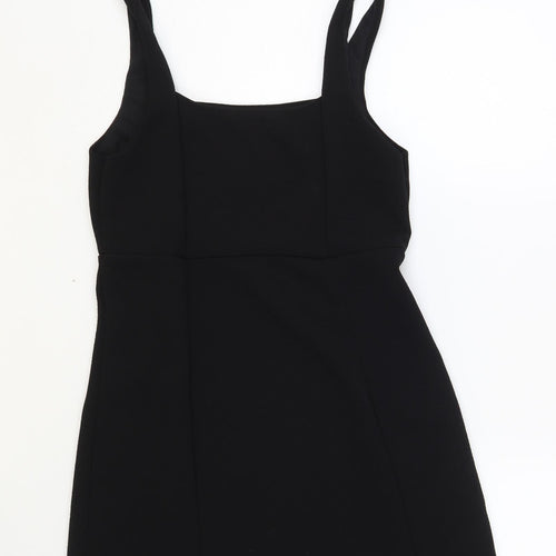 New Look Womens Black Polyester Tank Dress Size 12 Square Neck Pullover