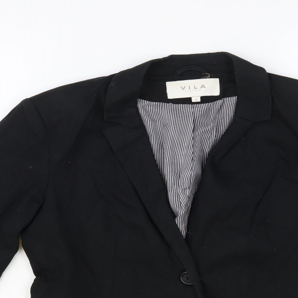 VILA Womens Black Jacket Blazer Size M Button