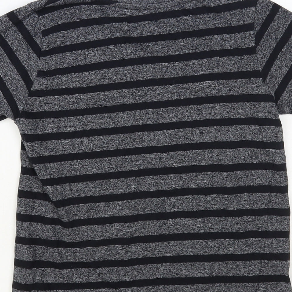 Dunnes Stores Boys Grey Striped Cotton Pullover T-Shirt Size 6-7 Years Crew Neck Pullover