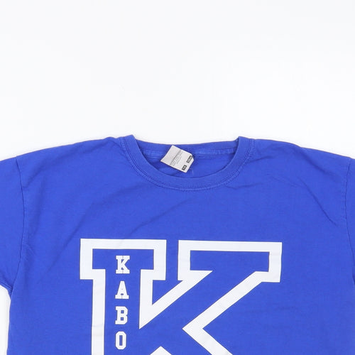 Fruit of the Loom Boys Blue Cotton Pullover T-Shirt Size 7-8 Years Crew Neck Pullover - Kaboom