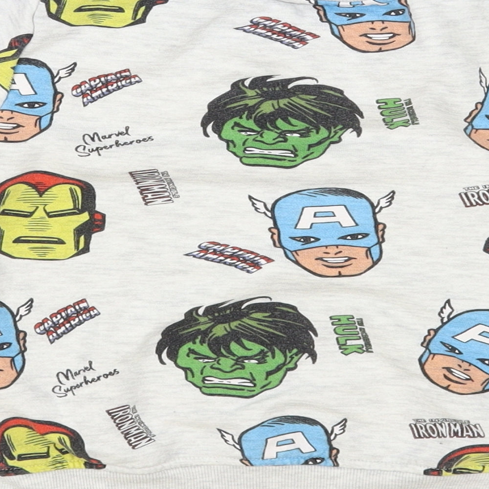Primark Boys Grey Geometric Cotton Pullover Sweatshirt Size 6-7 Years Pullover - Avengers