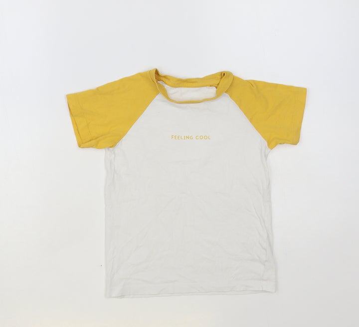 Matalan Boys White Colourblock Cotton Pullover T-Shirt Size 5-6 Years Crew Neck Pullover - Feeling Cool