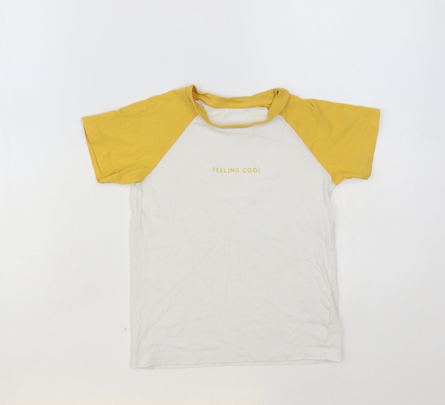 Matalan Boys White Colourblock Cotton Pullover T-Shirt Size 5-6 Years Crew Neck Pullover - Feeling Cool