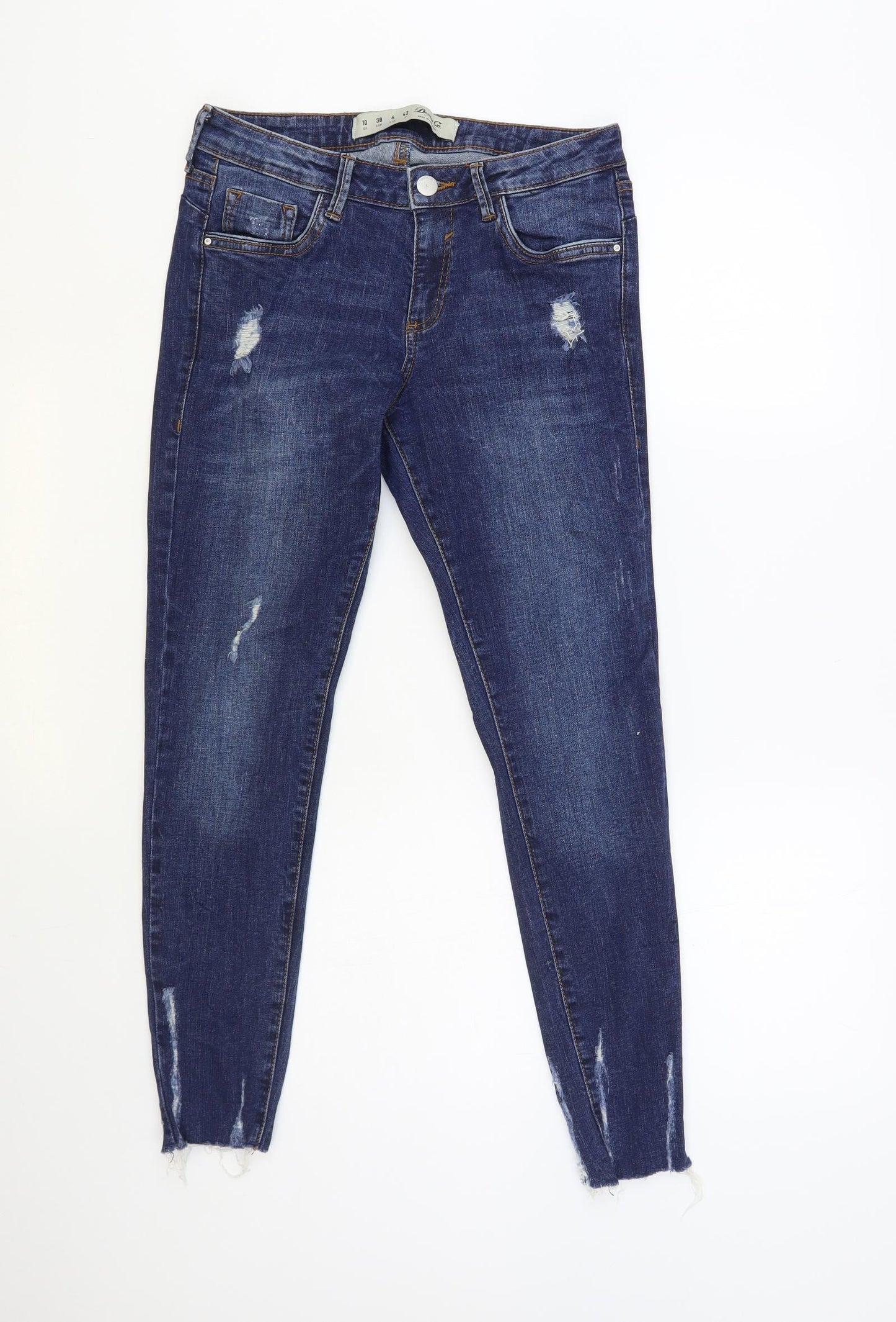 Denim & Co. Womens Blue Cotton Skinny Jeans Size 10 L28 in Regular Button