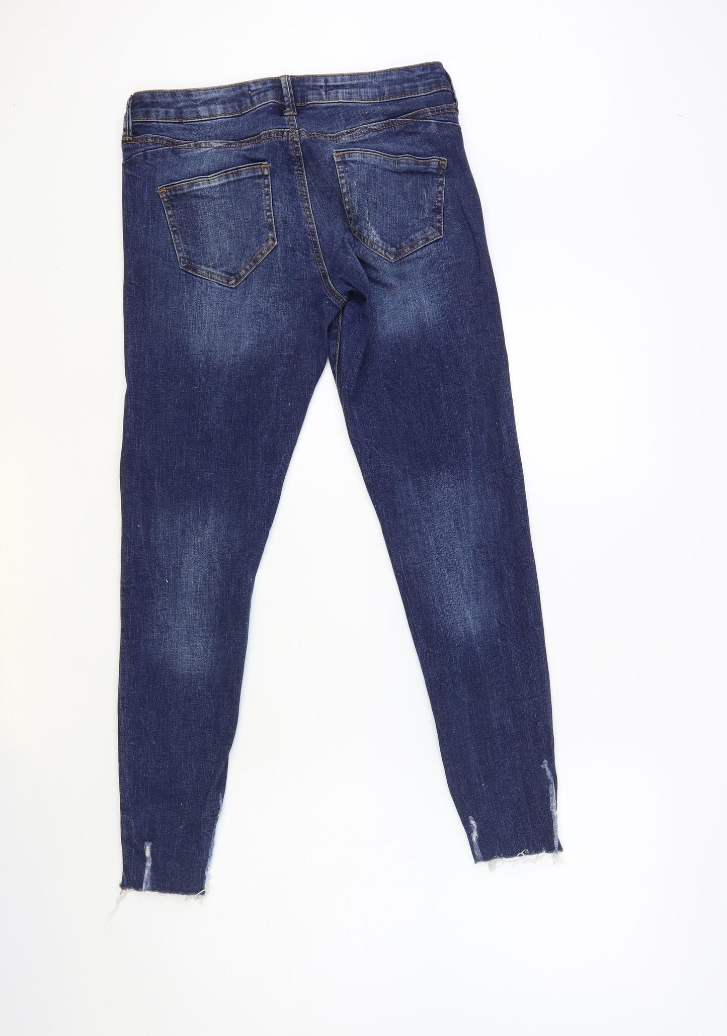 Denim & Co. Womens Blue Cotton Skinny Jeans Size 10 L28 in Regular Button