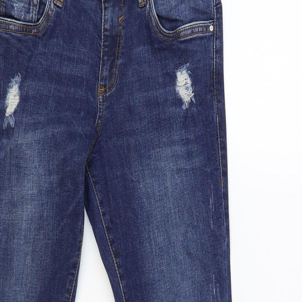 Denim & Co. Womens Blue Cotton Skinny Jeans Size 10 L28 in Regular Button