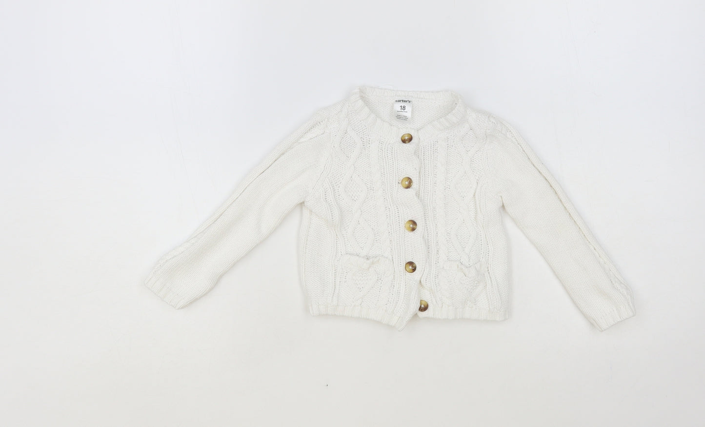 Carter's Baby White Cotton Cardigan Jumper Size 12-18 Months Button