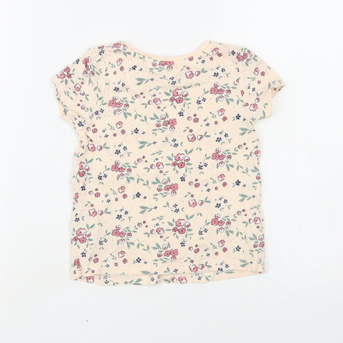 So Cute Girls Pink Floral Cotton Basic T-Shirt Size 2 Years Crew Neck Pullover