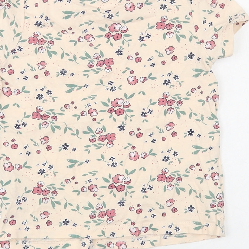 So Cute Girls Pink Floral Cotton Basic T-Shirt Size 2 Years Crew Neck Pullover