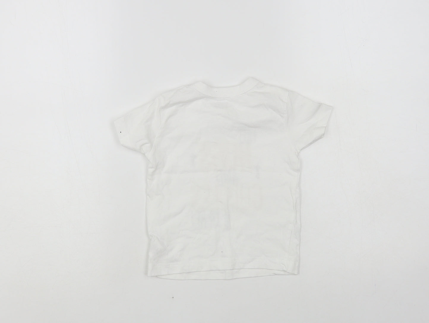 Pep & Co Baby White Cotton Basic T-Shirt Size 9-12 Months Crew Neck Snap - Free Hugs