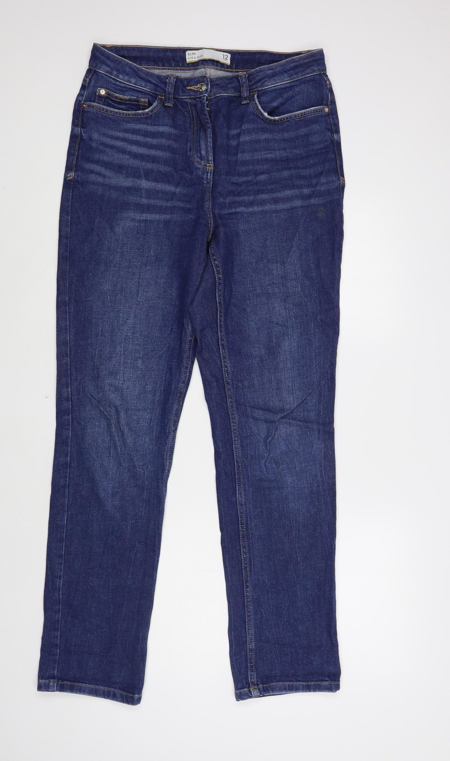NEXT Womens Blue Cotton Skinny Jeans Size 12 L33 in Regular Button