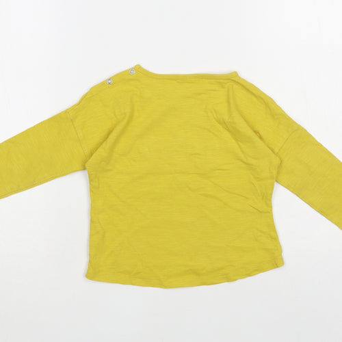 NEXT Baby Yellow Cotton Pullover T-Shirt Size 9-12 Months Crew Neck Snap - Be Happy