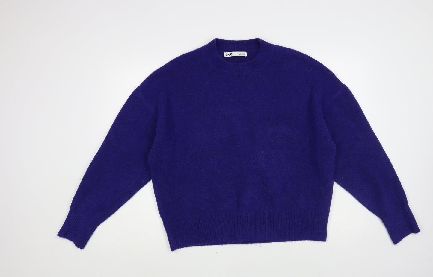 Zara Womens Purple Crew Neck Acrylic Pullover Jumper Size M