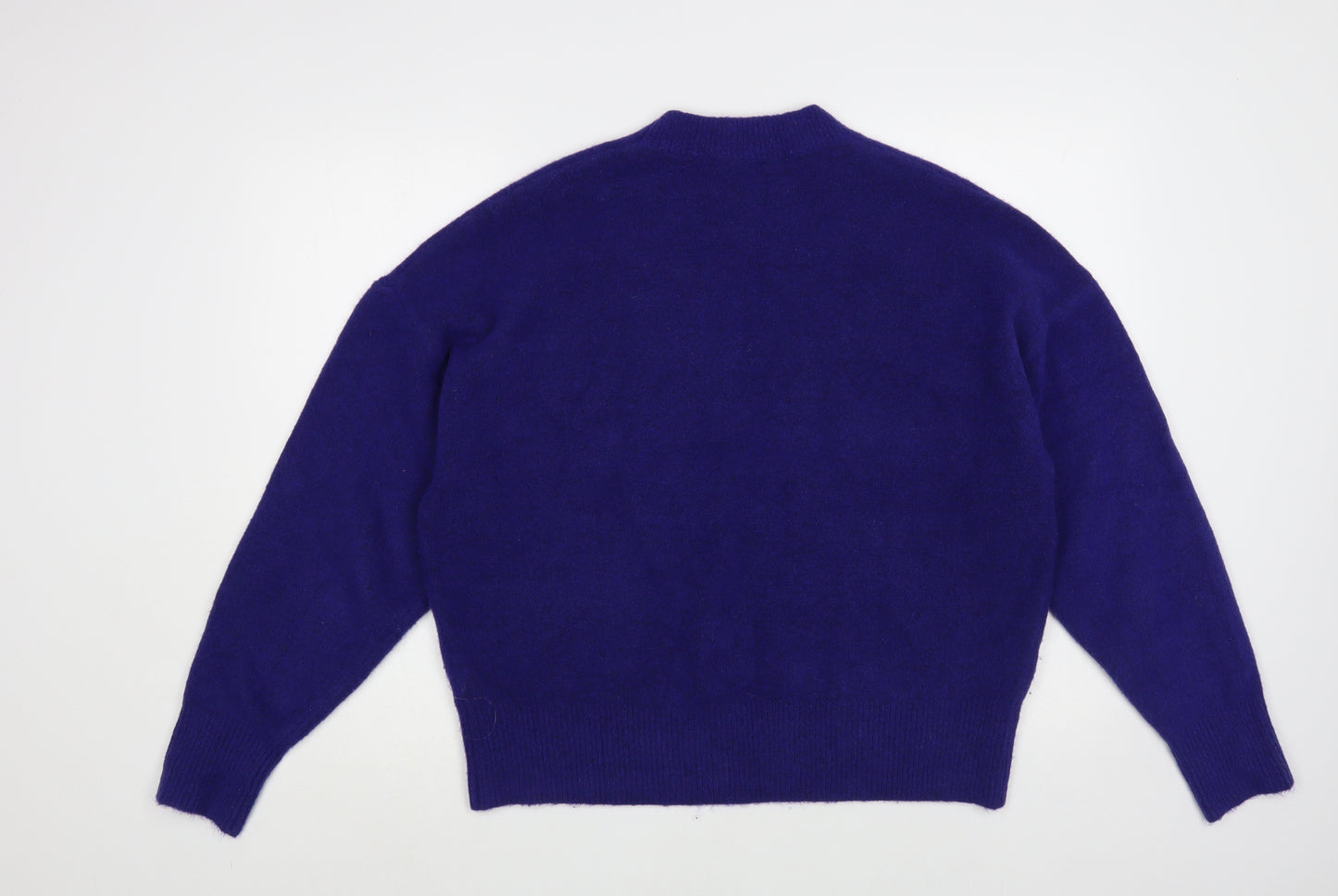 Zara Womens Purple Crew Neck Acrylic Pullover Jumper Size M