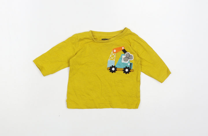 NEXT Baby Yellow Cotton Pullover T-Shirt Size 3-6 Months Crew Neck Pullover - Crane