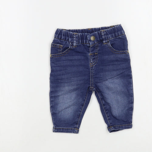 NEXT Baby Blue Cotton Jogger Jeans Size 3-6 Months Snap