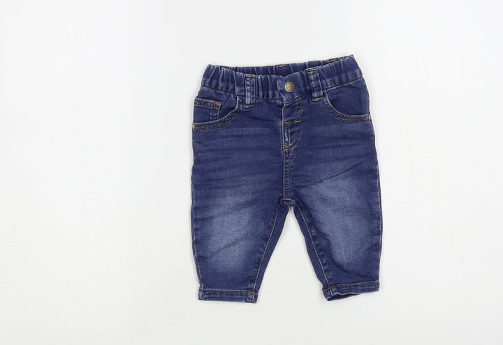 NEXT Baby Blue Cotton Jogger Jeans Size 3-6 Months Snap