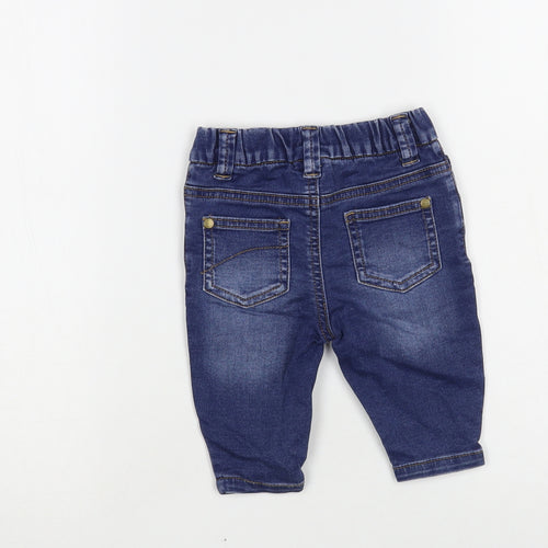 NEXT Baby Blue Cotton Jogger Jeans Size 3-6 Months Snap