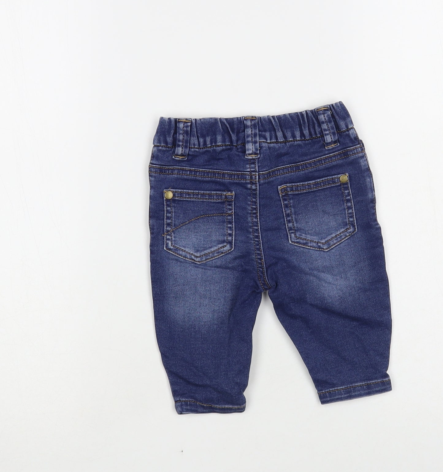 NEXT Baby Blue Cotton Jogger Jeans Size 3-6 Months Snap