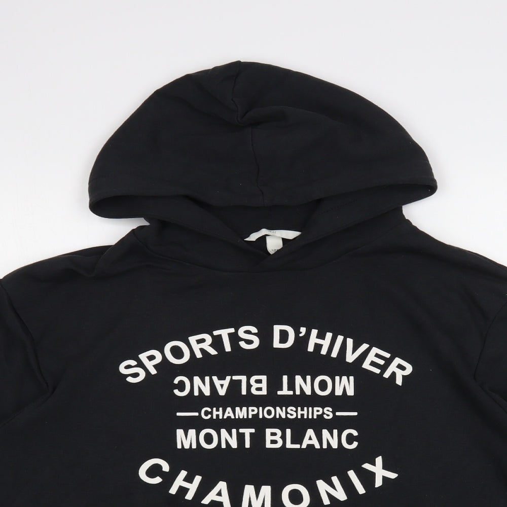 H&M Mens Black Cotton Pullover Hoodie Size M - Mont Blanc