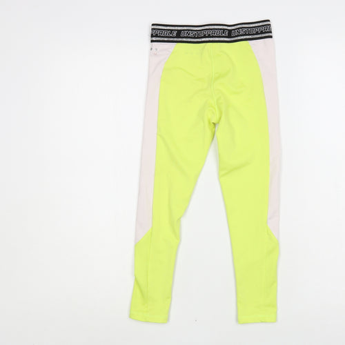 Matalan Girls Yellow Colourblock Polyester Jogger Trousers Size 6-7 Years Regular Pullover - Leggings