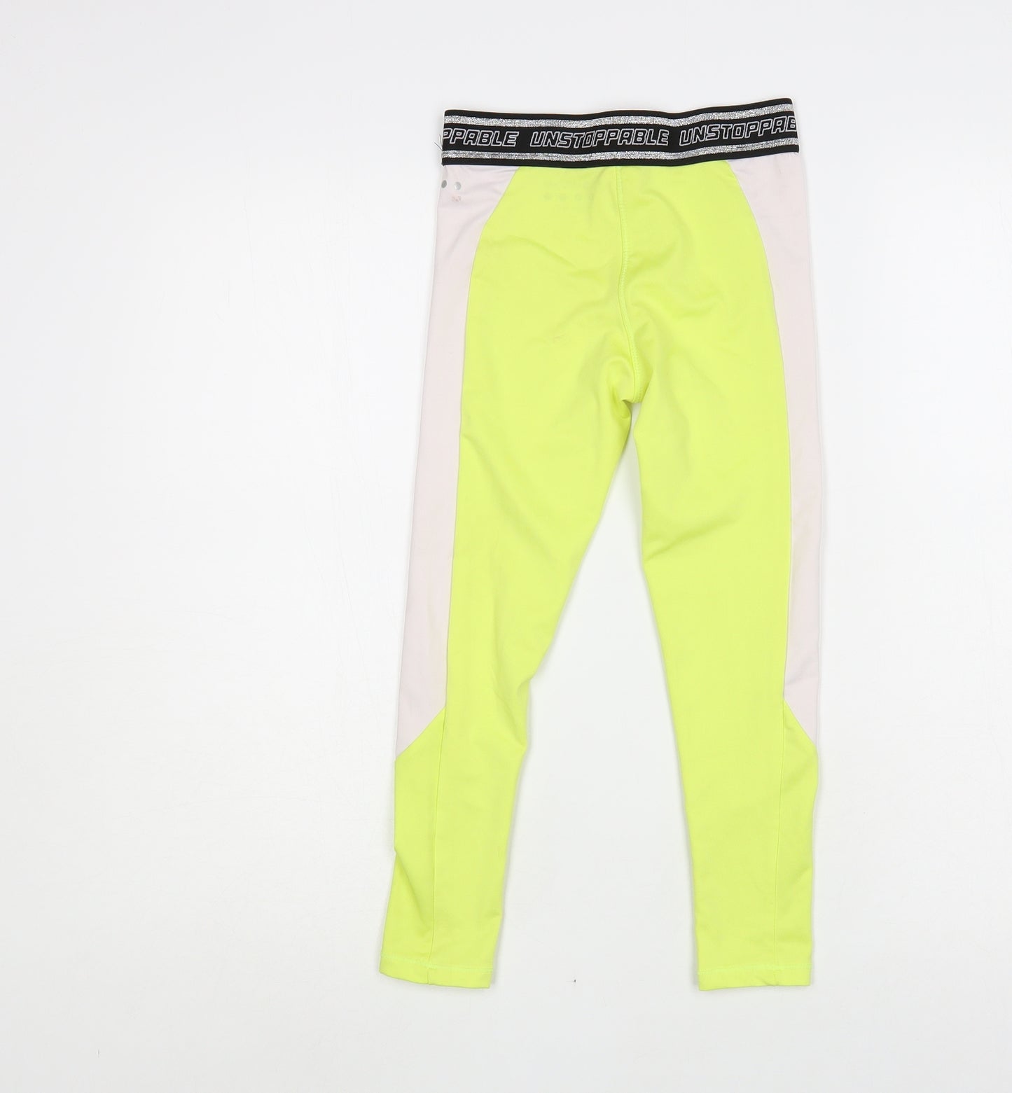 Matalan Girls Yellow Colourblock Polyester Jogger Trousers Size 6-7 Years Regular Pullover - Leggings