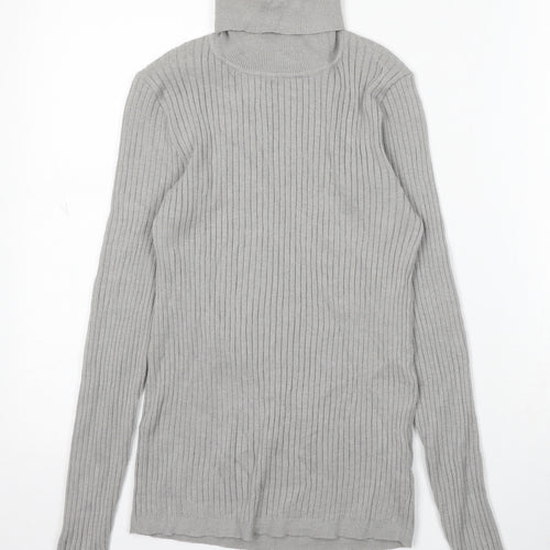 Primark Womens Grey Roll Neck Acrylic Pullover Jumper Size 12