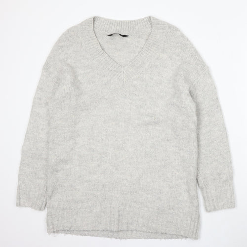 F&F Womens Beige V-Neck Acrylic Pullover Jumper Size 8