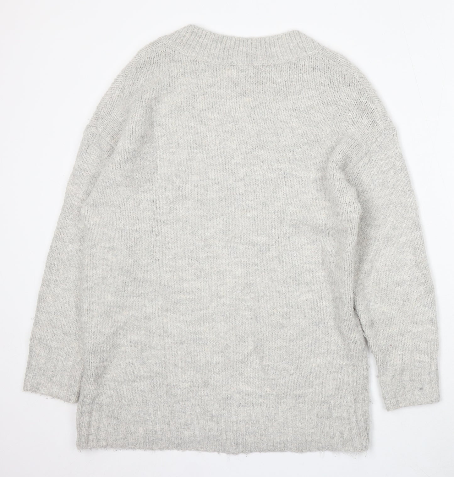F&F Womens Beige V-Neck Acrylic Pullover Jumper Size 8