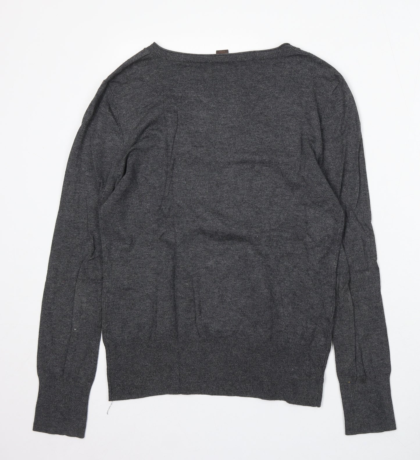 Selection Womens Grey V-Neck Acrylic Pullover Jumper Size 14