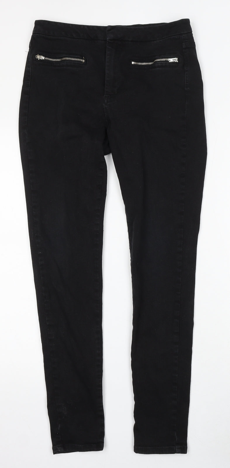 French Connection Womens Black Cotton Skinny Jeans Size 12 L32 in Regular Button