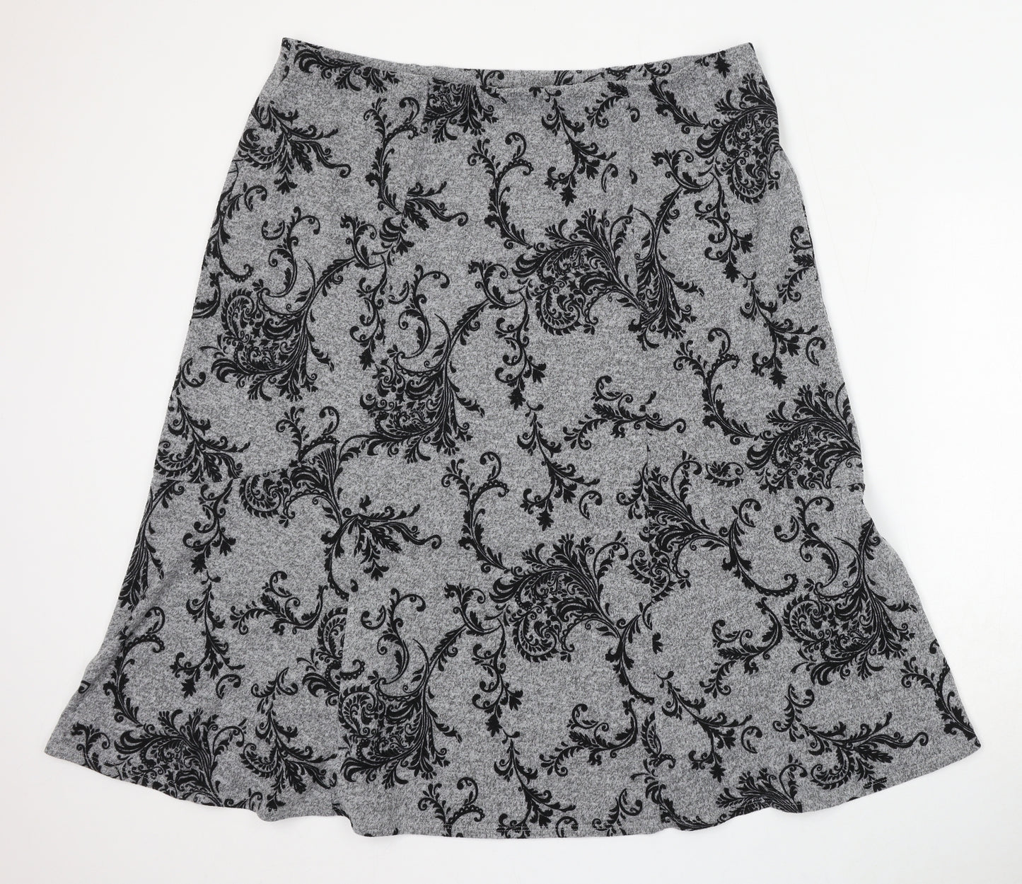 Bonmarché Womens Grey Floral Polyester Trumpet Skirt Size 20