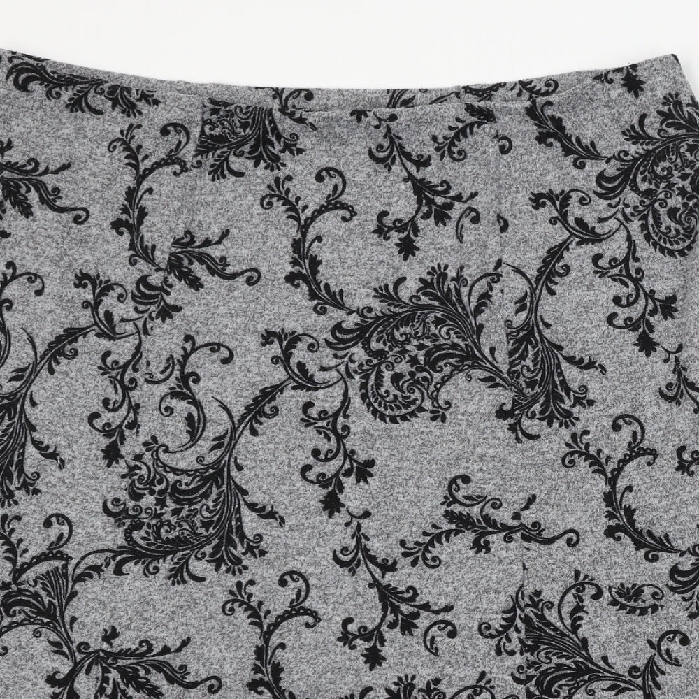 Bonmarché Womens Grey Floral Polyester Trumpet Skirt Size 20