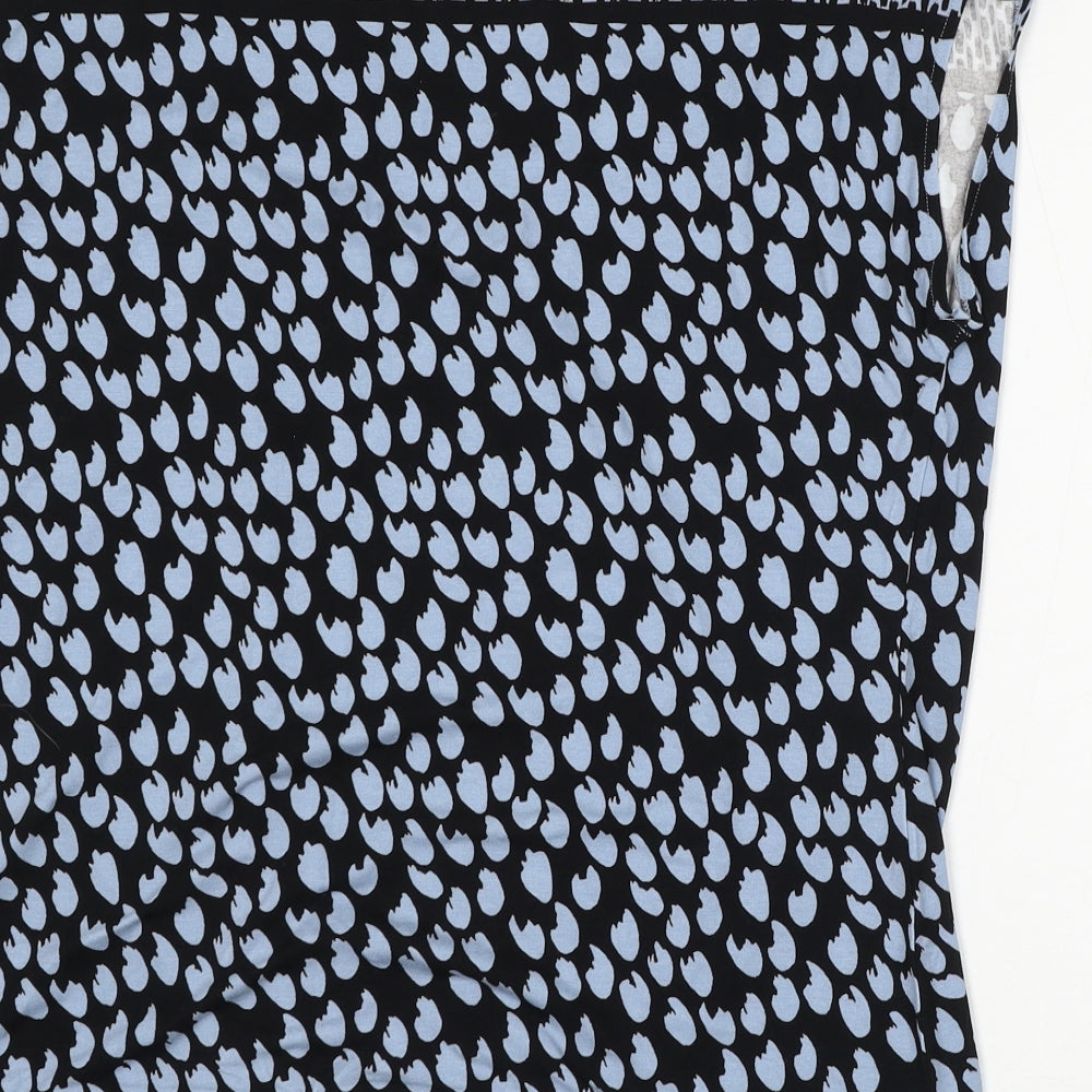 Principles Womens Blue Geometric Cotton Basic Blouse Size 18 Round Neck