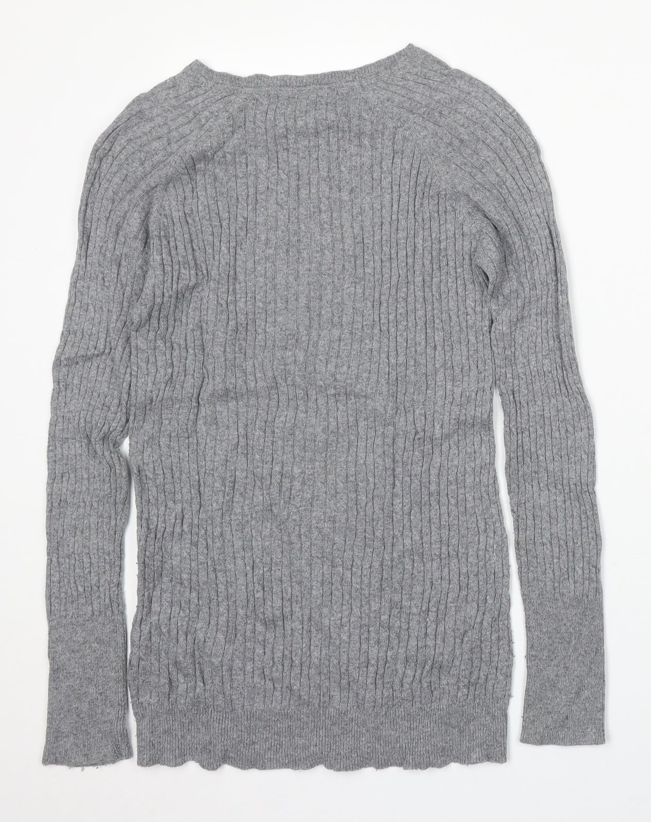 Zara Womens Grey Round Neck Cotton Pullover Jumper Size M