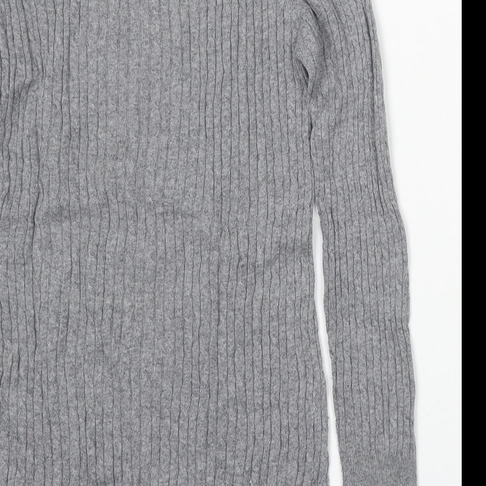 Zara Womens Grey Round Neck Cotton Pullover Jumper Size M